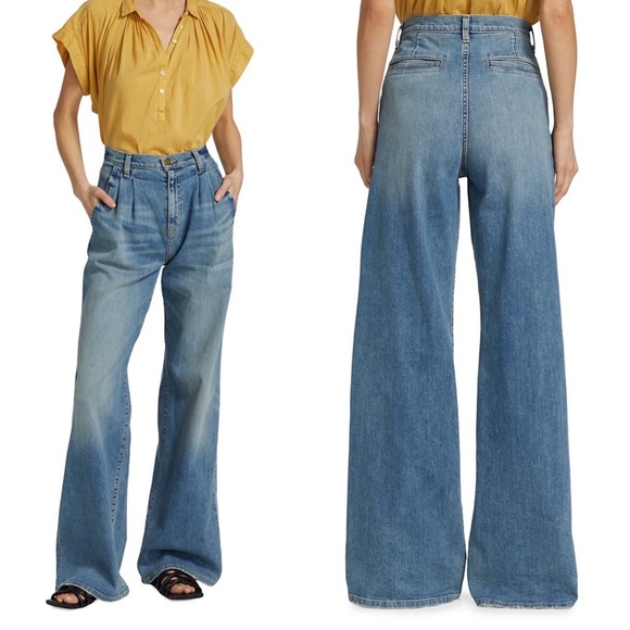 Nili Lotan The Flora Wide Leg Denim Trouser Jean in Faded Wash Sz 30 - Picture 4 of 8